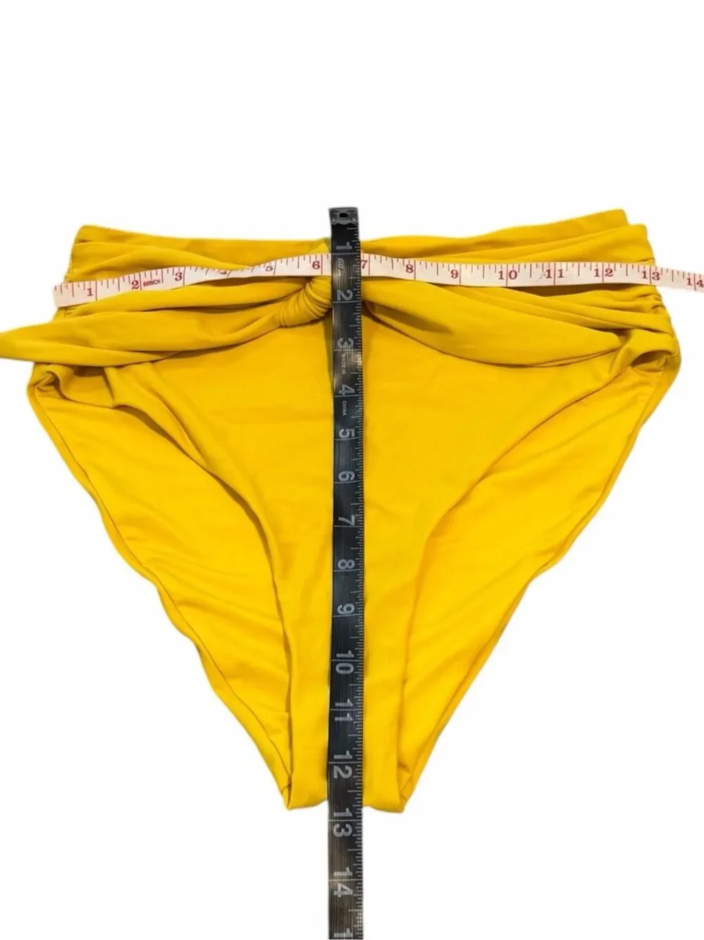 BEACH JOY Women’s Yellow Tie Front High Waist Bikini Bottom Size Small